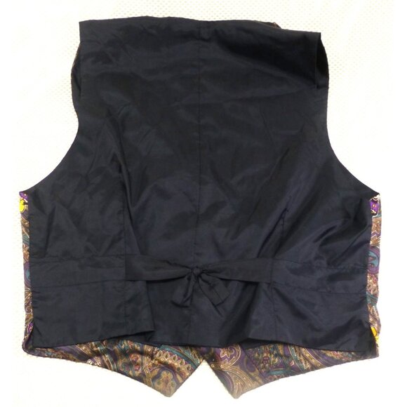 Vintage Disney Store Mickey Mouse Paisley Silk Vest L/XL Multicolor Unique Patte - Picture 7 of 10